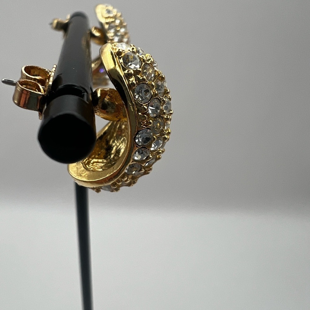 Roman Gold Tone and rhinestones pierced Earrings - Picture 8 of 14